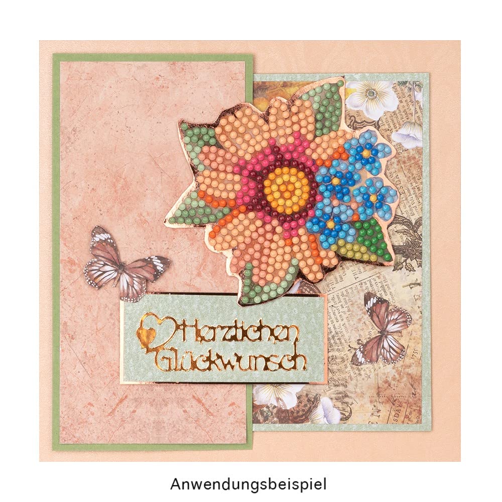 Ideen mit Herz Diamond Painting Sticker | 4 fogli in formato DIN A4 | Adesivi rimovibili singolarmente, con pietre preziose (farfalle