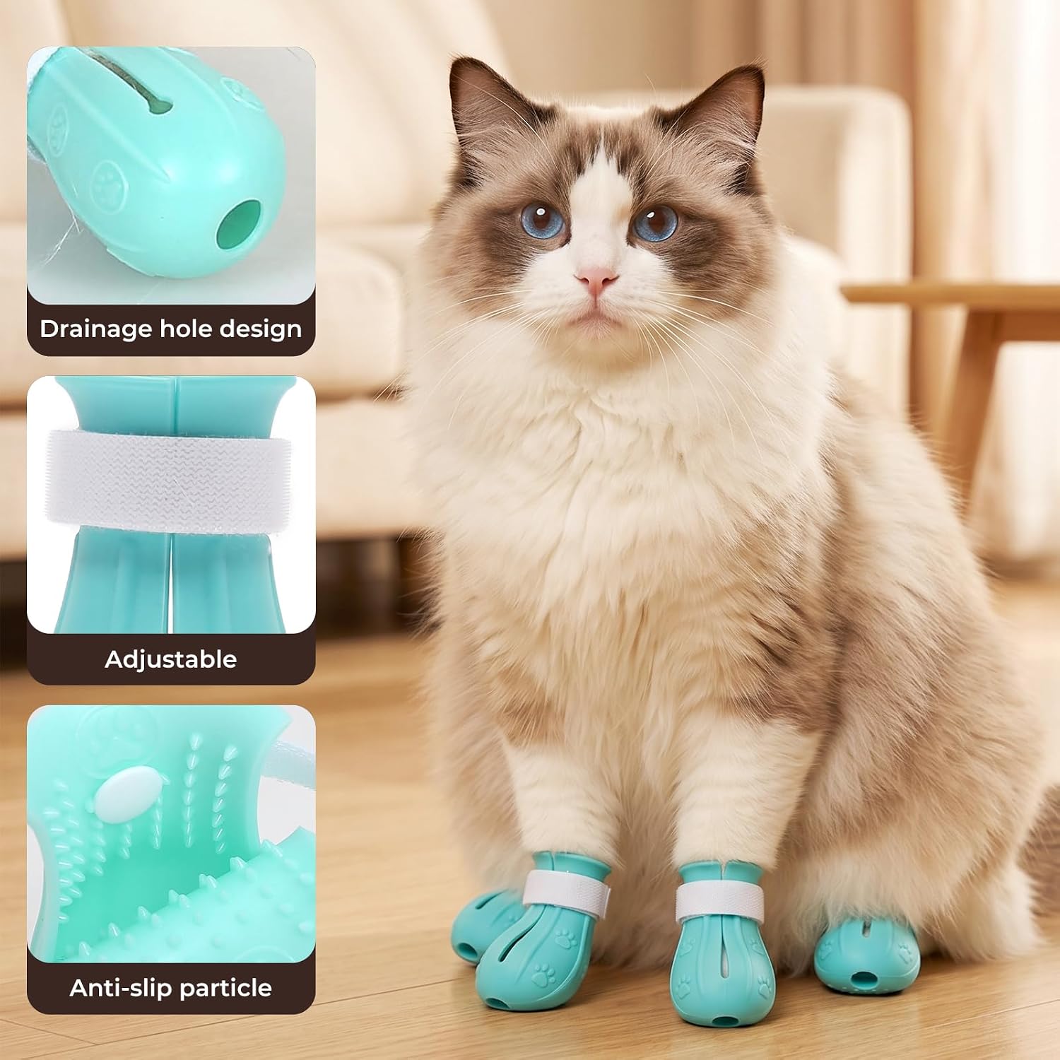 Adjustable cat Muzzle for Grooming and bite Prevention; Breathable TPU pet Muzzle; Comes with 4 Pairs of Silicone Anti-Scratch Gloves; Ideal for Nail Trimming, Bathing, and Veterinary use image 4