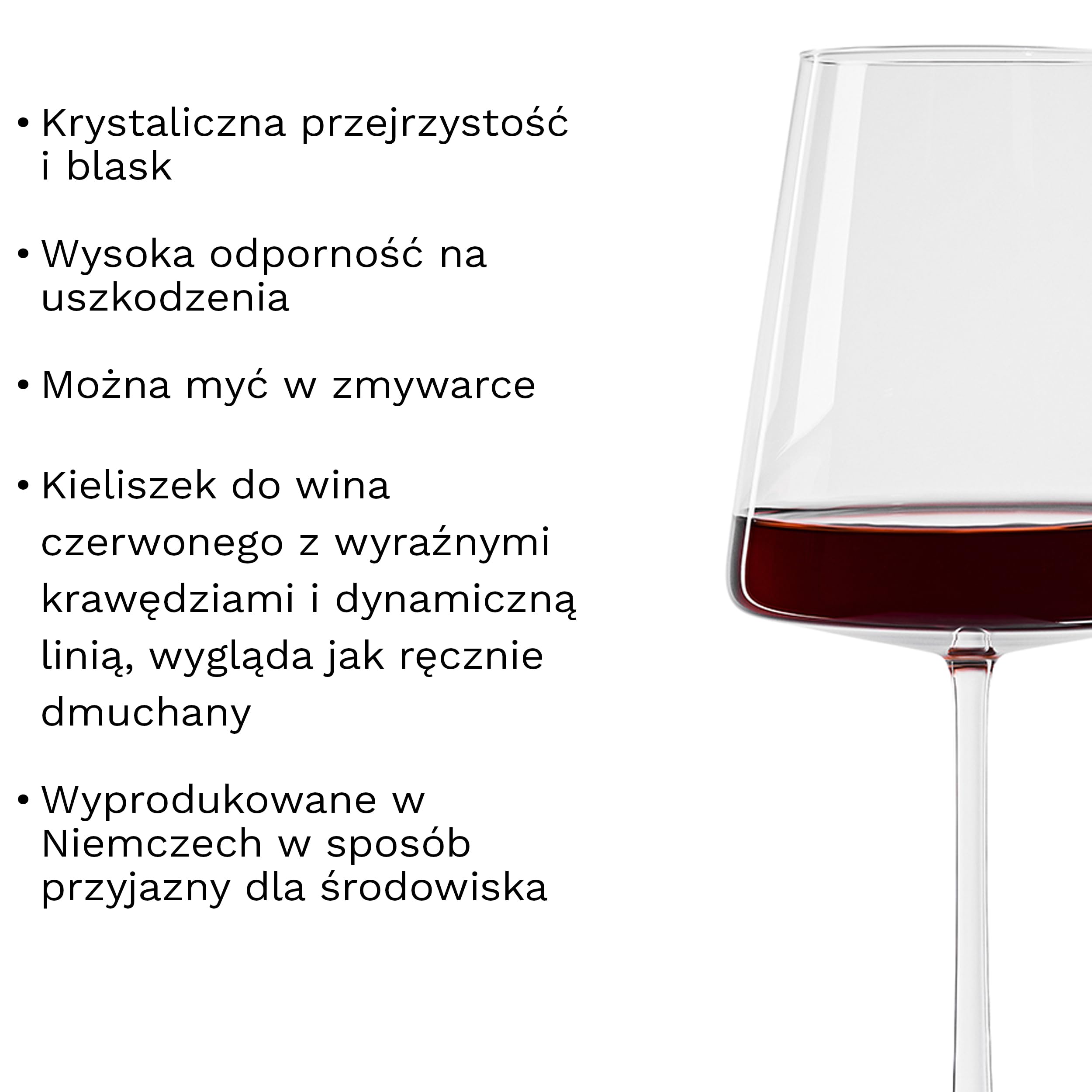 Stölzle Lausitz Kieliszki do Wina Czerwonego Power Zestaw 6 sztuk, 520ml – Kieliszki Premium do Mocnych Win – Nowoczesne Kieliszki z Kształtem Kanciastym – Odporne na Uszkodzenia i Mycie w Zmywarce
