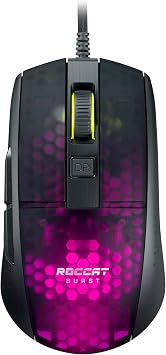 ROCCAT Burst Pro Wired Gaming Mouse, USB, Black/Black, Optical/16K, Optical Switch, Side Buttons, Symmetrical, Lightweight, 2.4 oz 68 g, German Design, Windows 7 or later