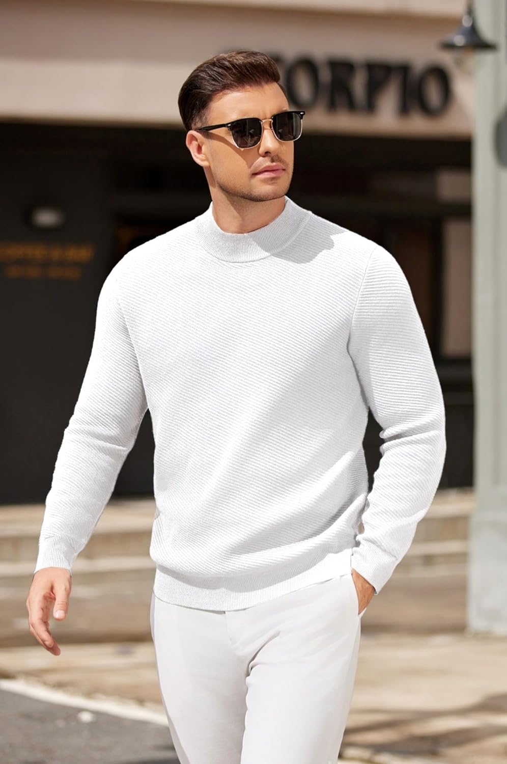 COOFANDY Men's Mock Turtleneck Sweater Long Sleeve Knitted Slim Fit Casual Half Neck Pullover Sweaters - Image 5