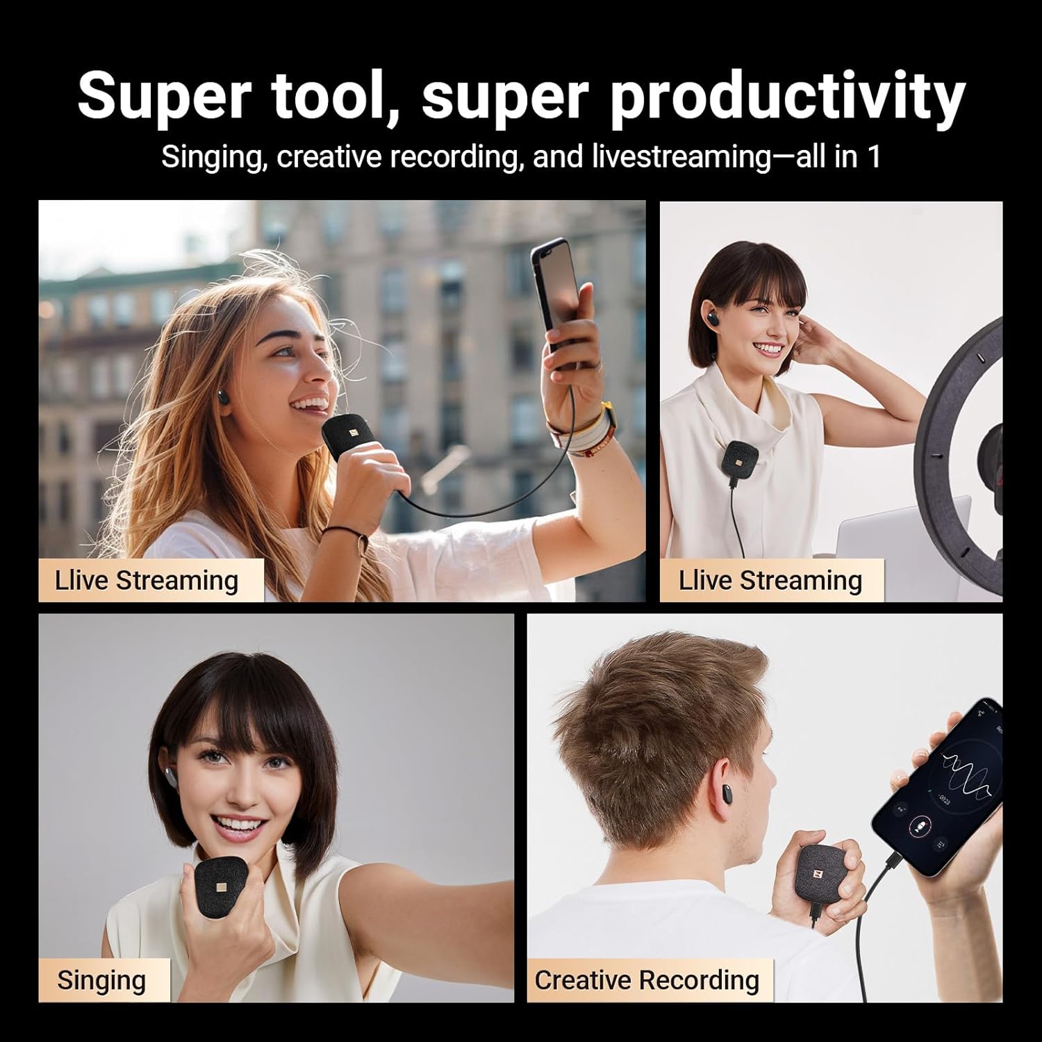 Mobile Studio S1 Wireless IEMs LivePods, 3 in 1 Karaoke Machine+ in Ear