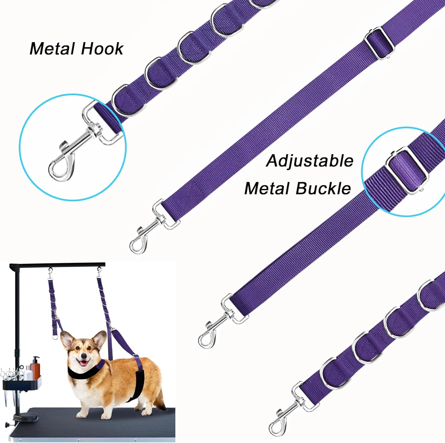 ASOCEA Dog Grooming Belly Strap Adjustable Nylon Loop for Pet Bath Dog Grooming Extension Grooming Table Arm Accessories for Small Medium Dogs Cat 5