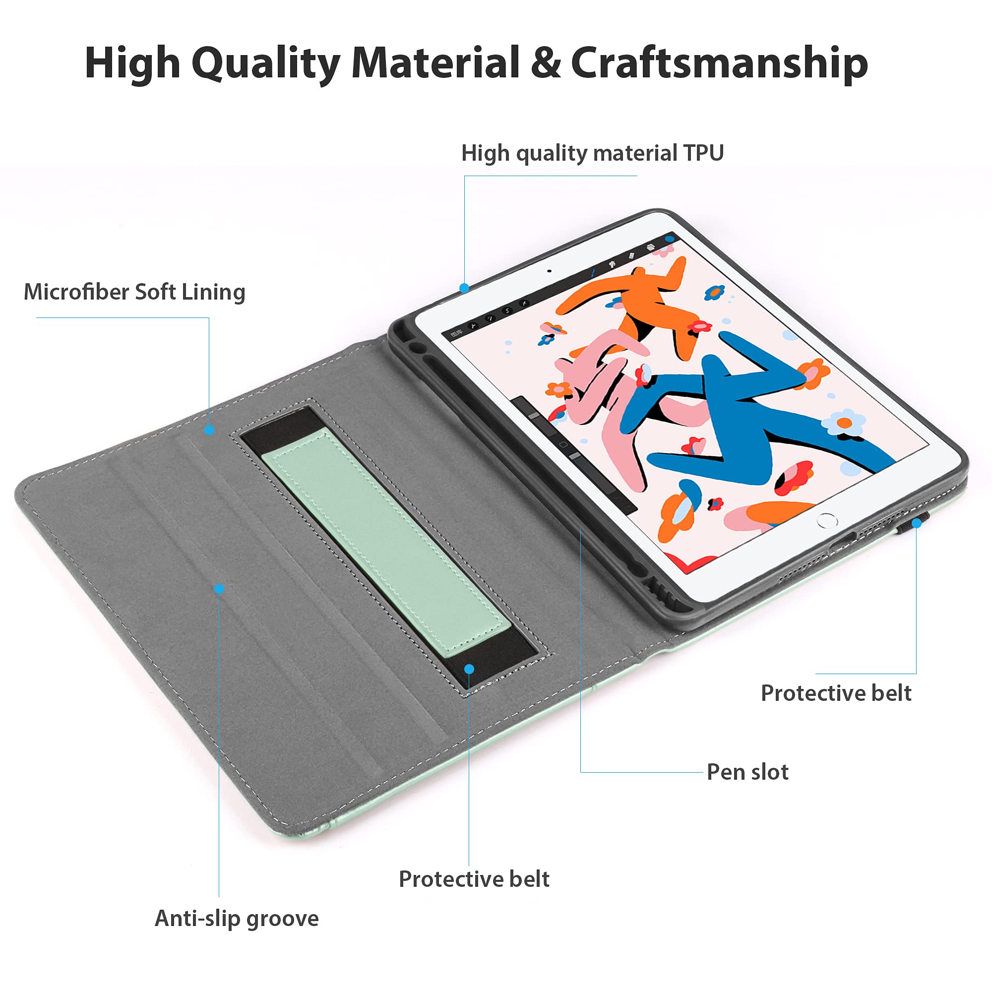Amazon.co.jp: GSHINE iPad 第7世代 タブレットレザーケース (9.7