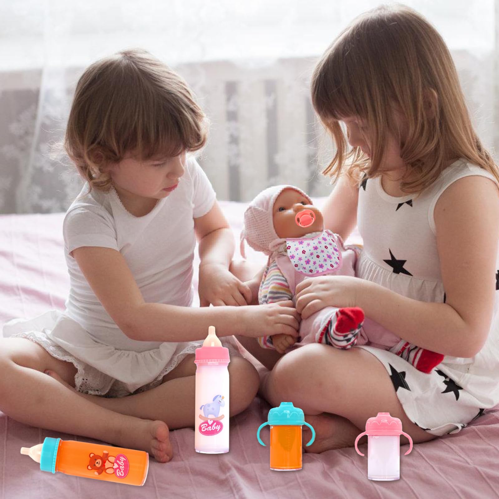 Accesorios Para Muñecas Con Biberón Mágico Que Desaparece, Chupete Y Babero, Ideal Para Juego De Roles Y Regalo Infantil A Partir De 3 Años