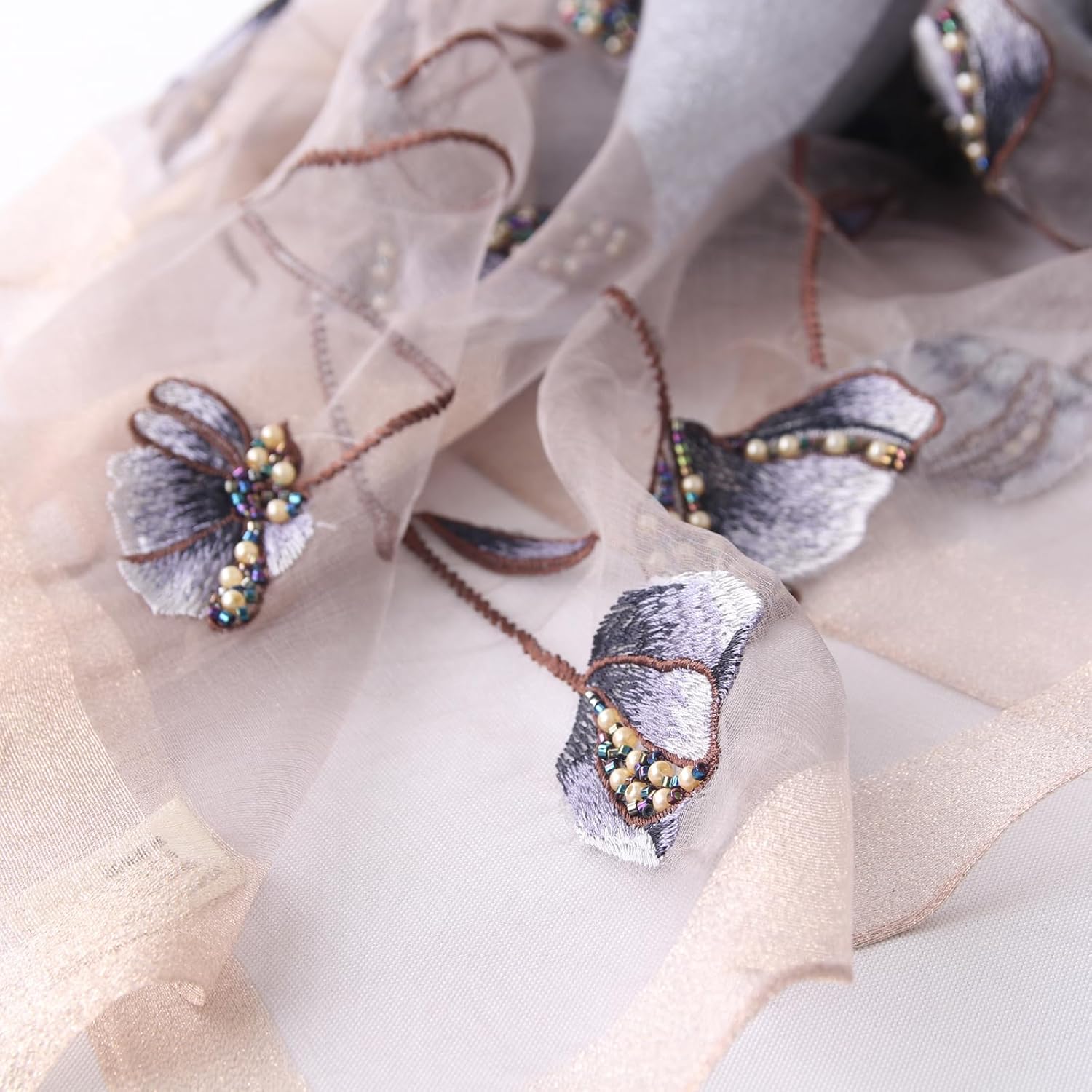 Purple Silk Scarf and Shawl - Elegant Embroidered scarves for Women Floral Pashmina shawls and wraps for weddings - Image 3