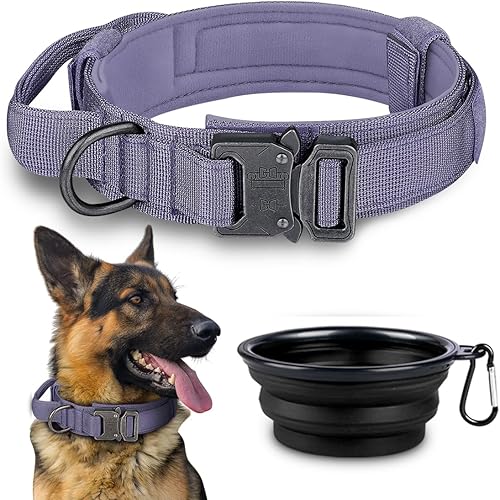 COOYOO Collar para perro, juego de 3 piezas, collar táctico para perro, collar ajustable de nailon para entrenamiento militar con mango de control y