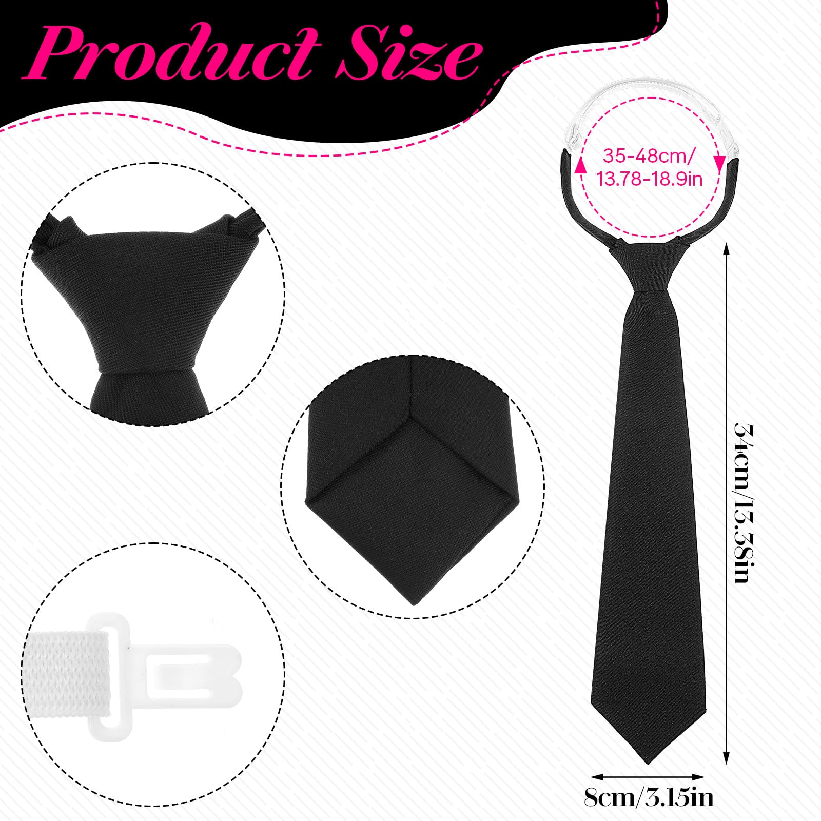 JIEYAO Corbatas negras para mujeres, 13 pulgadas, corbatas preatadas para niñas/niños, corbatas ajustables para uniformes, accesorio para la escuela y negocios