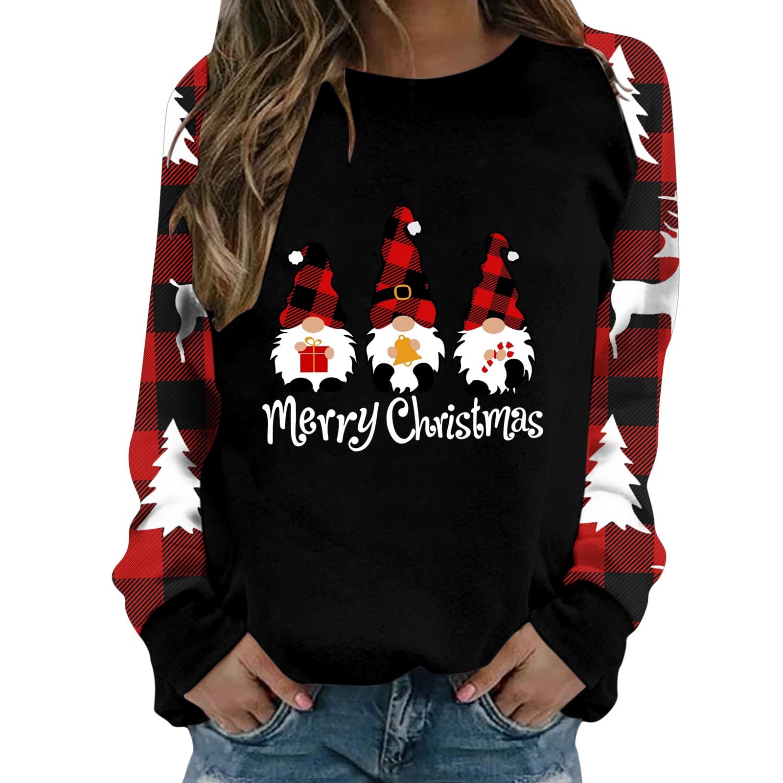 Générique Noel Sweatshirt Femmes Imprimé Mignon Manches