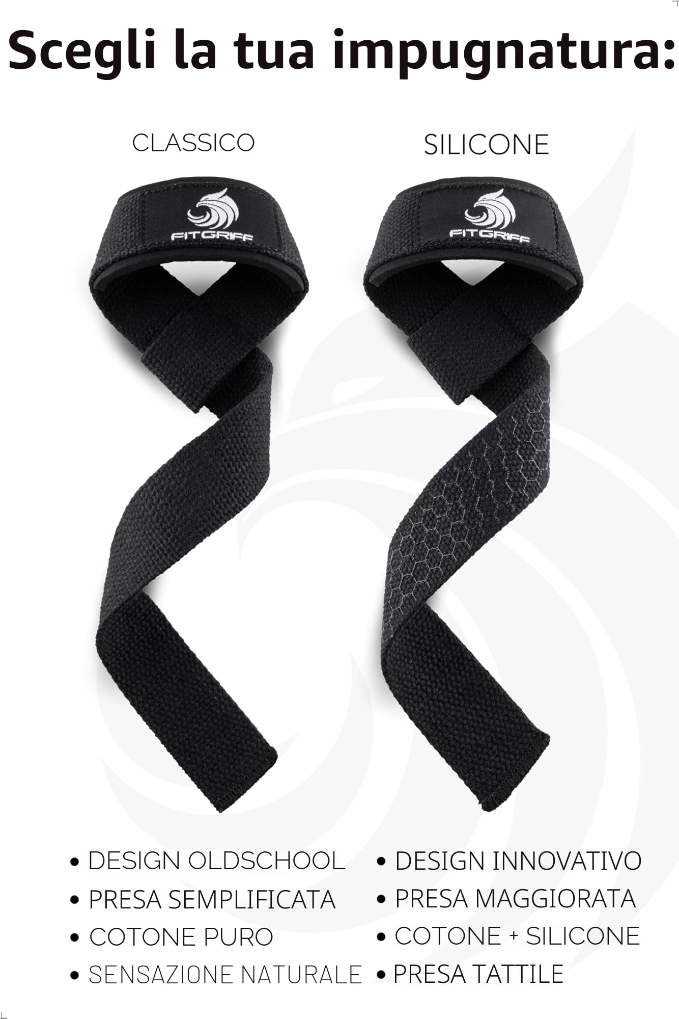 Fitgriff® Straps Palestra - Fascette Sollevamento Pesi - Fasce, Cinghie per Stacchi, Gym, Lifting - Accessori Bodybuilding
