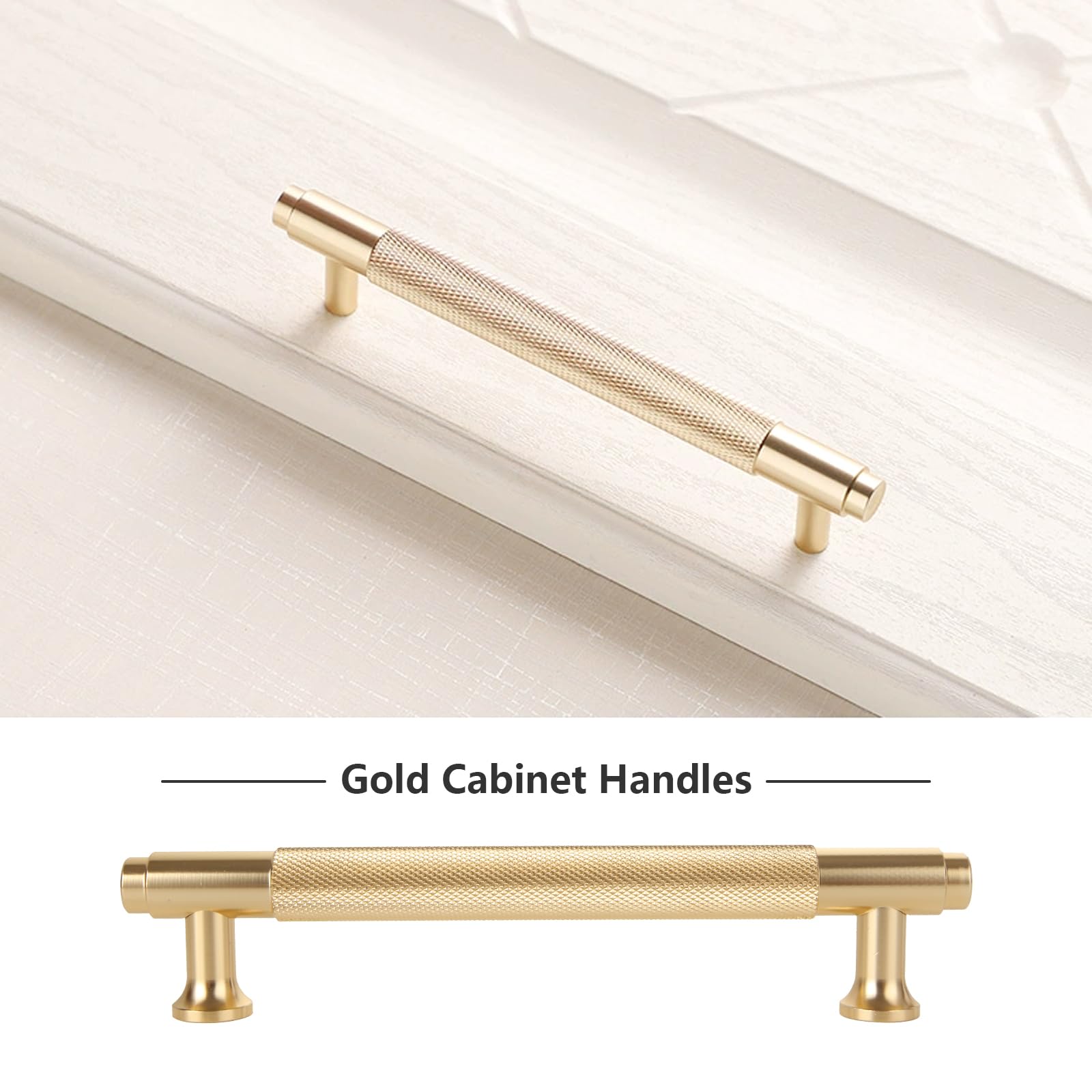 VIDETOL 12 Pcs Gold Cabinet Handles, 160mm Total Length Kitchen Drawer Handles - Image 3