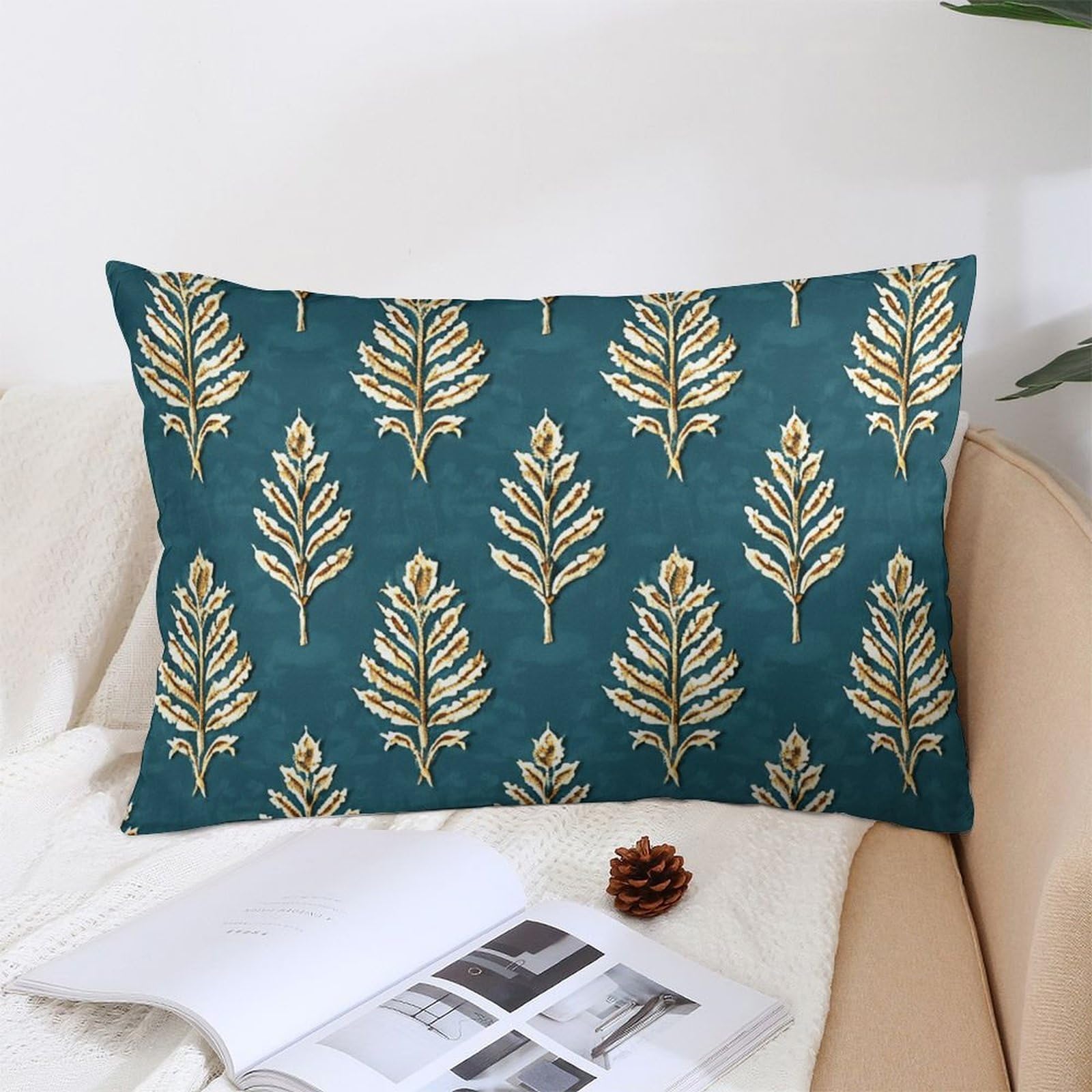 NTVOWPZO Decoration Throw Pillow Covers 12 "x20 Pillowcases Covers Golden Repeating Pattern Soft Pillowcases Modern Farmhouse Home Decor Sofa Cushions Covers for Couch Bed Living Room