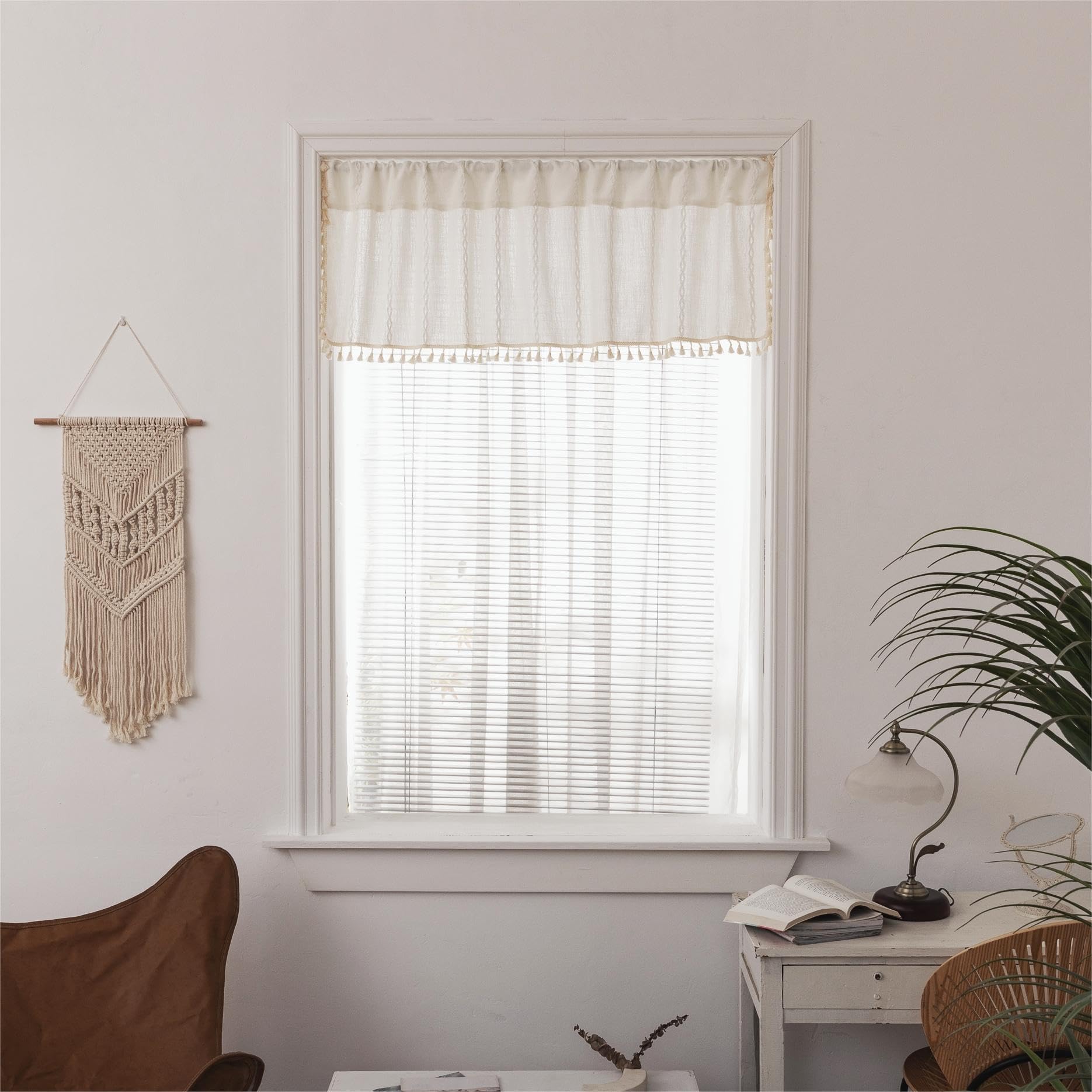 Molaxhome Linen Valances for Windows,Boho Tassel Kitchen Valances for Windows Molaxhome Linen Valances for Windows,Boho Tassel Kitchen Valances for Windows