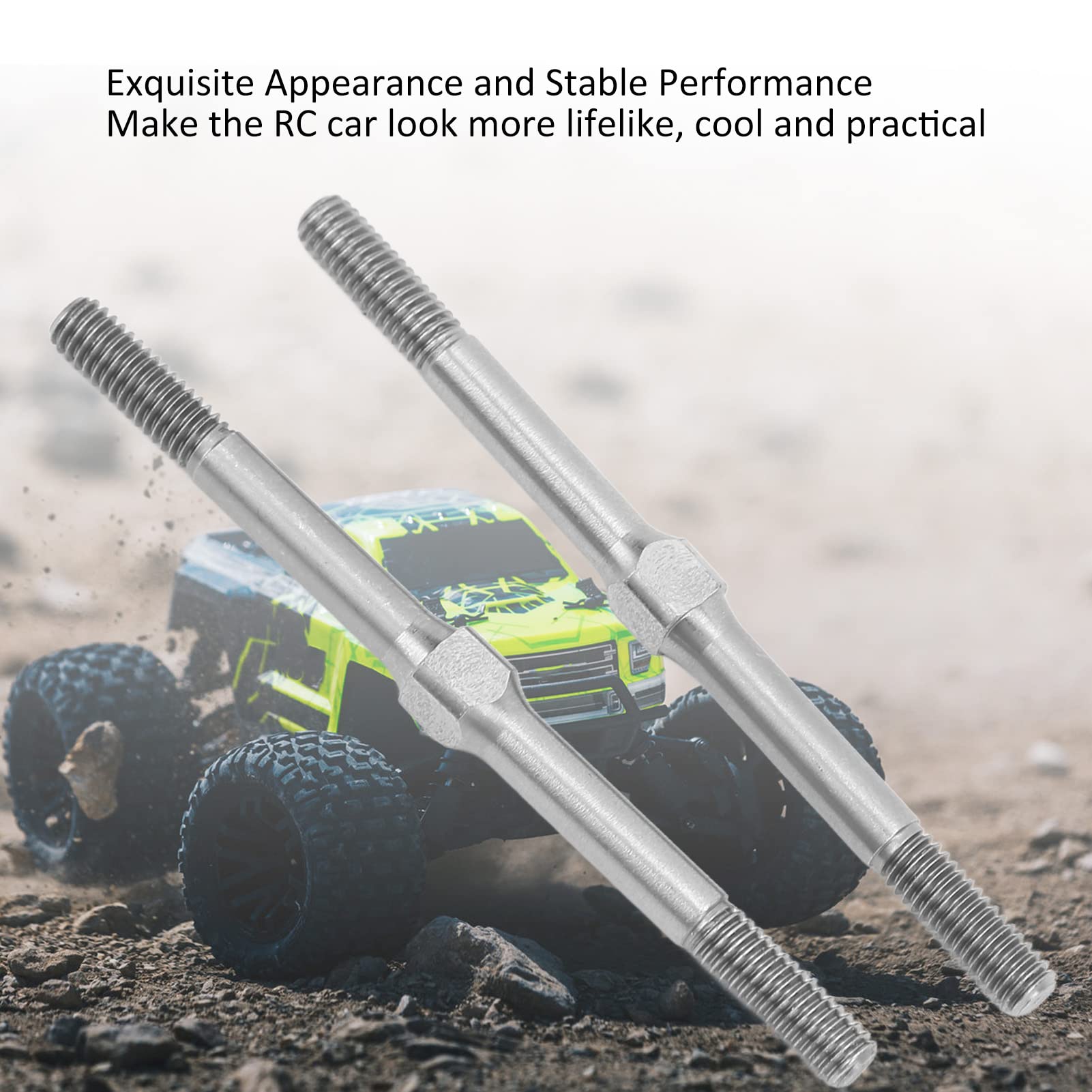 equlup RC Steel Turnbuckle, 2pcs RC Turnbuckle M4 63mm Upgrade Part Steel Turnbuckle Rod RC Turnbuckle Link Car Upgrade Part for 1/10 RC Car