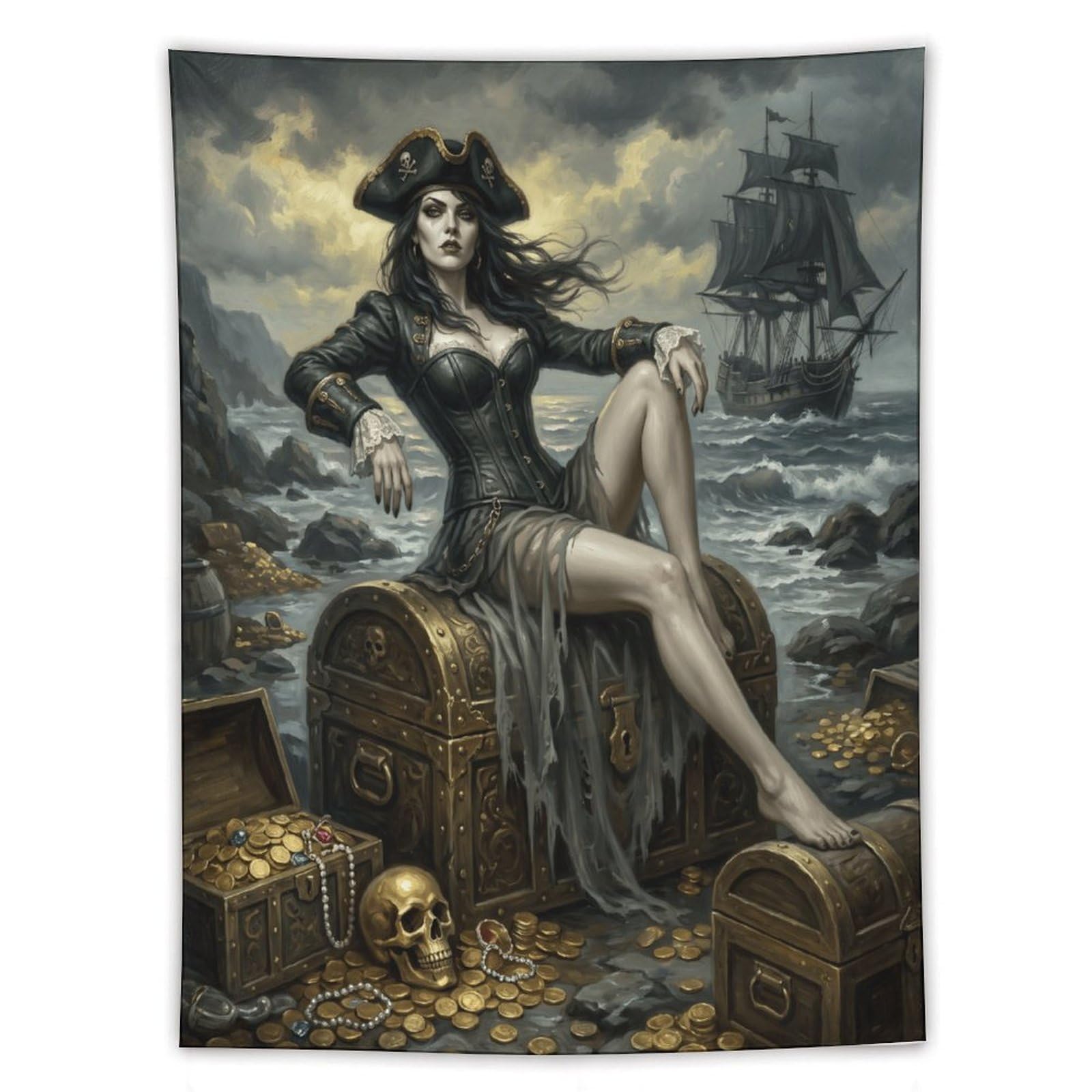 H3B8U2Y5 Pirate Queen Treasure Coast Wall Tapestry, College Dorm