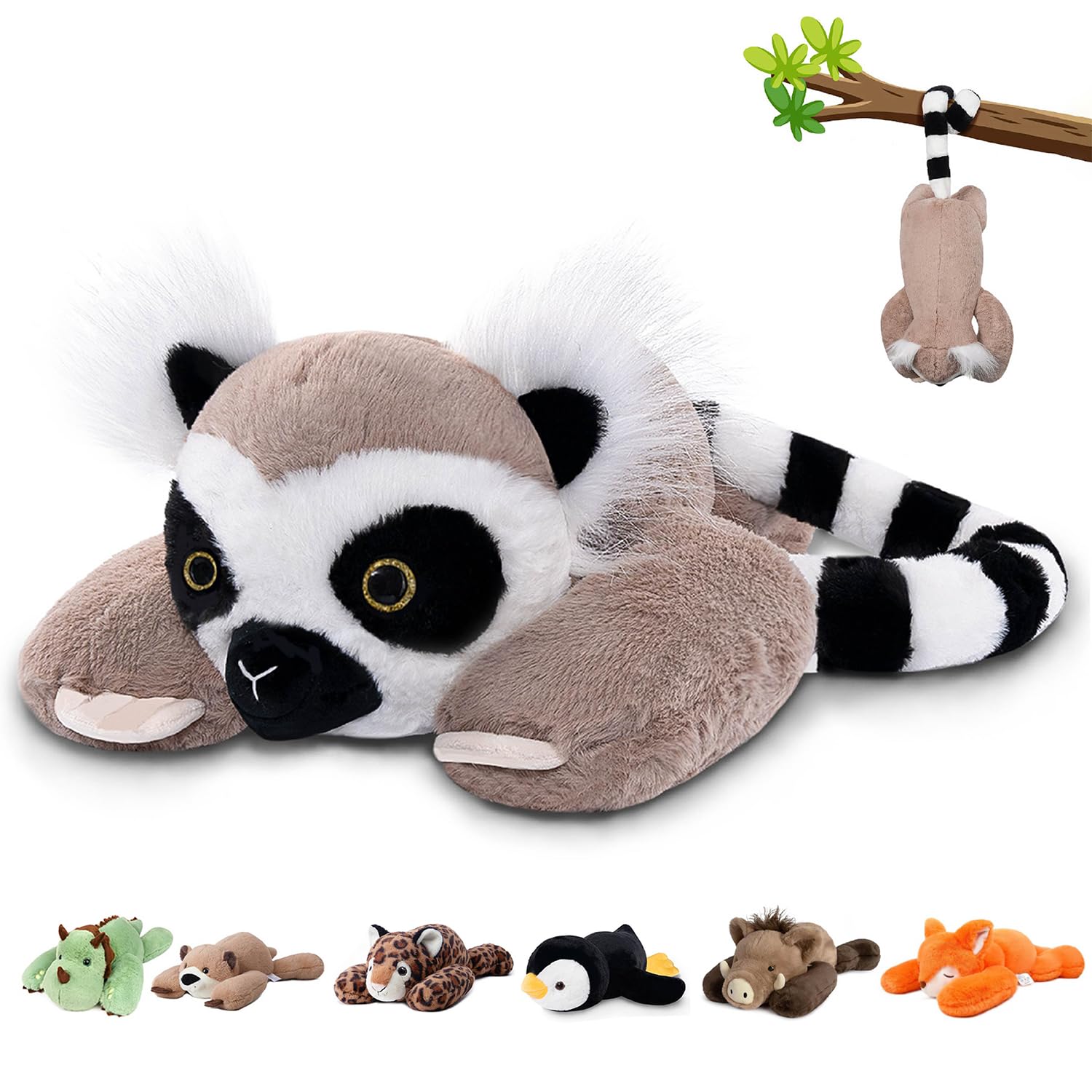 Niuniu Daddy Weighted Stuffed Animal, 20 in 3.3 lbs, Lemur Plush for Kids