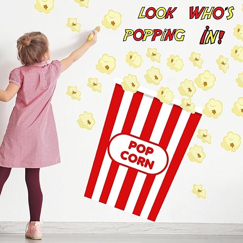 Miniatura 4 de TaoBary Tablero de anuncios de crayón de palomitas de maíz, fondo de cubo de 20 x 27 pulgadas con recortes y acentos para pared de puerta de aula