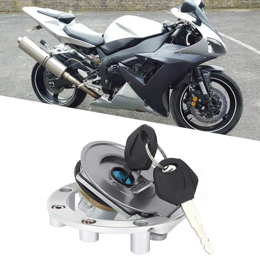 for 600 YZF 1999 Motorcycle Gas Cap Qiilu Motorcycle Lock Set, Ignition Switch Fuel Gas Cap Seat Lock Key Set Fit for YZF R6/ YZF R1/ FZ6/ FZ09/ FZ6R