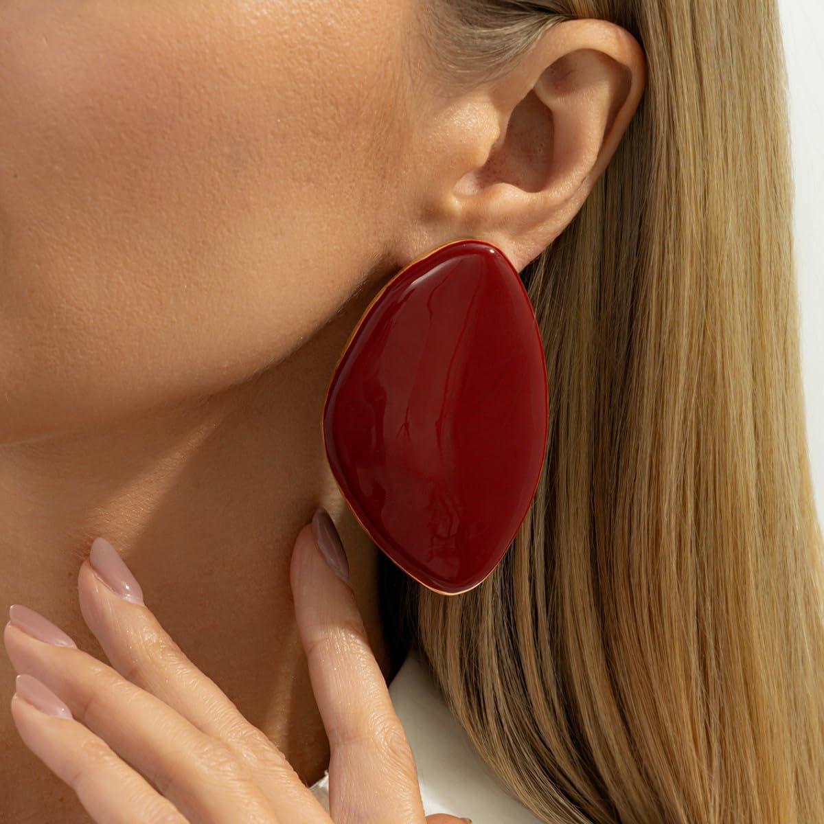 Chunky Statement Earrings for Women Red Resin Earring Irregular Geometric Drop Earring Oval Round Pebble Shape Earrings Fashion Jewelry Accessary - Image 3