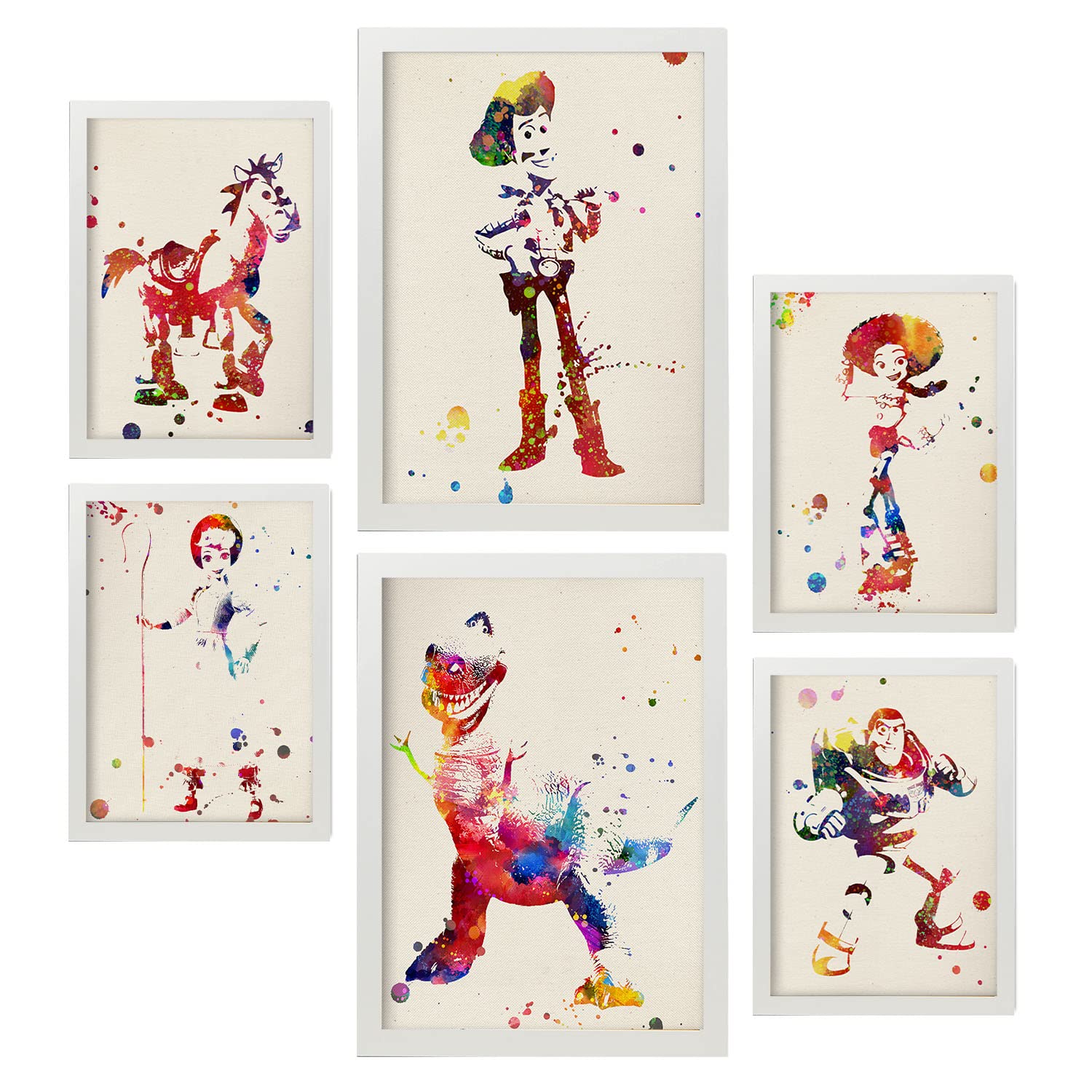 Nacnic Posters di Toy Story. Illustrazioni in Stile Acquerello di Racconti, Film e Libri per Bambini Classici. Progettazione e decorazione d'interni. A4 & A3 Cornici bianche.
