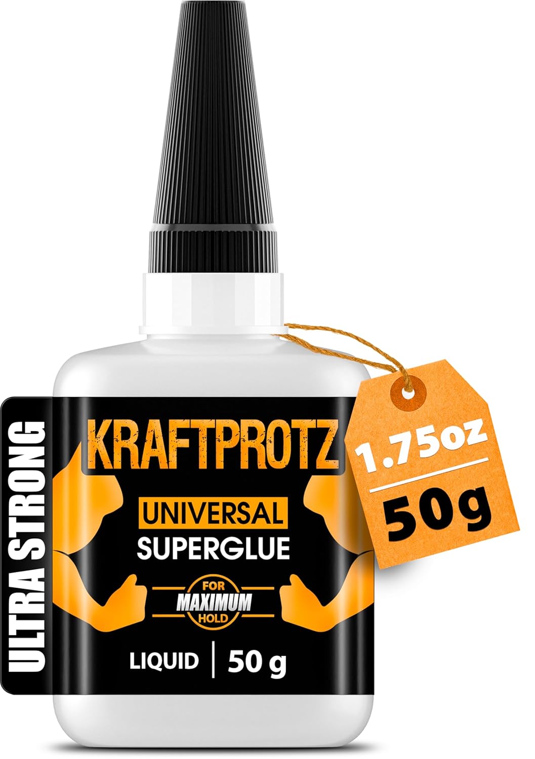 Super Glue All Purpose – 50 g / 1.75 oz – Extra Strong Instant Bond for Plastic, Wood, Metal & Glass – Waterproof & Heat Resistant Adhesive for Everyday Repairs – KRAFTPROTZ