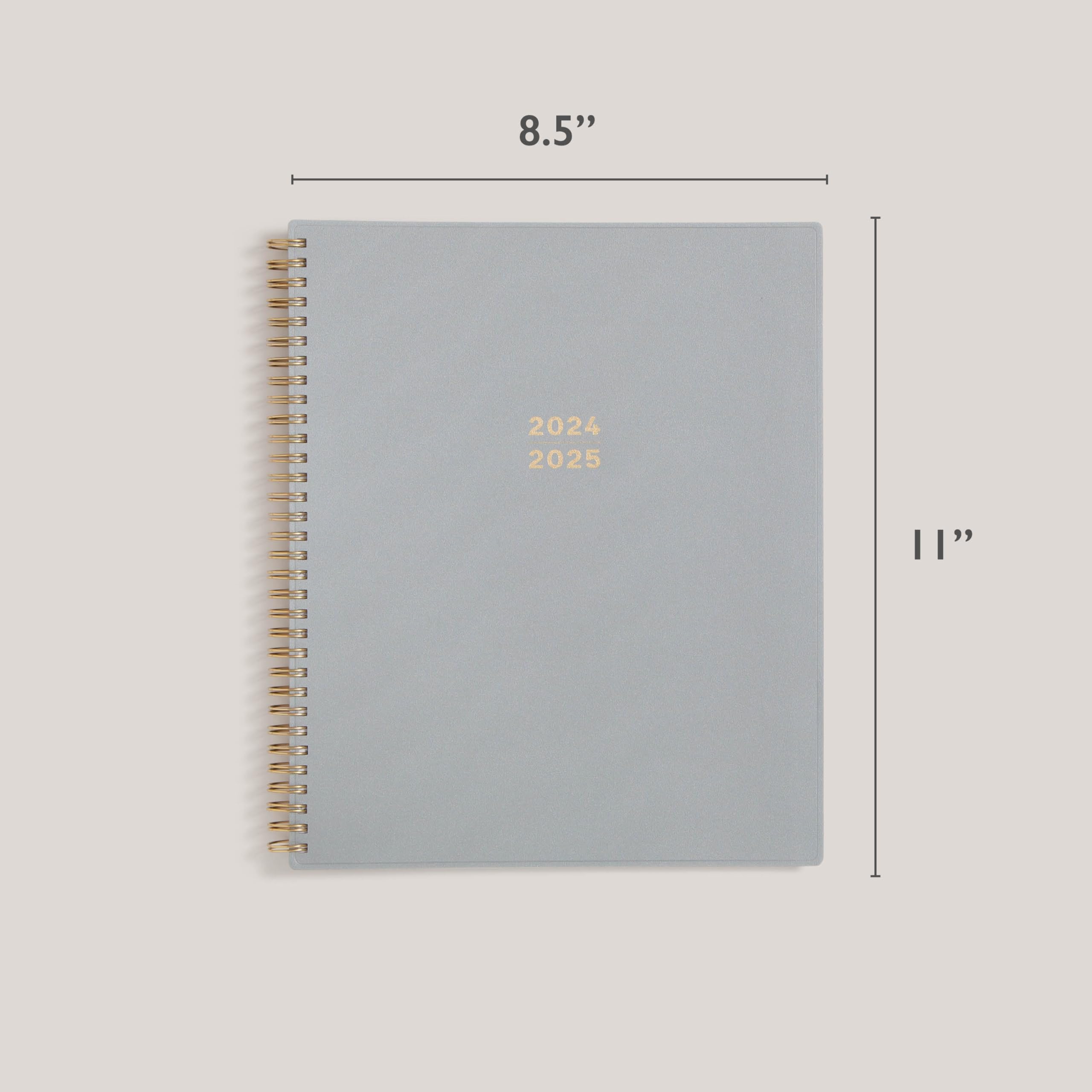 Blue Sky 150659 Akademischer Jahresplaner 2024–2025, Wochen- und Monatsplaner von August 2024 bis Dezember 2025, 21,6 x 27,9 cm, flexibler Einband, Spiralbindung, Silber-Metallic
