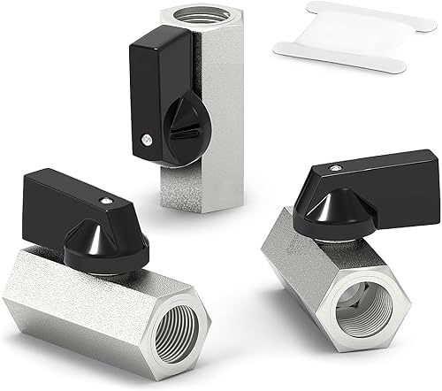 GASHER 3 unids 14 pulgadas NPT mini latón válvula de bola interruptor apagado, 14 pulgada hembra x hembra NPT rosca tubería