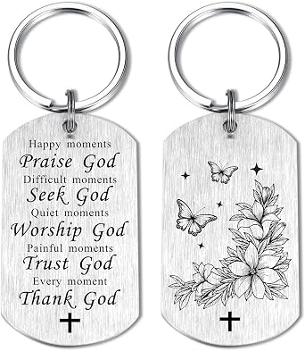 SOUSYOKYO Religious Keychain Christian Gift for Women Men, Godly Ideas, Thank God Spiritual, Bible Verse Healing, Religion Halloween Christmas
