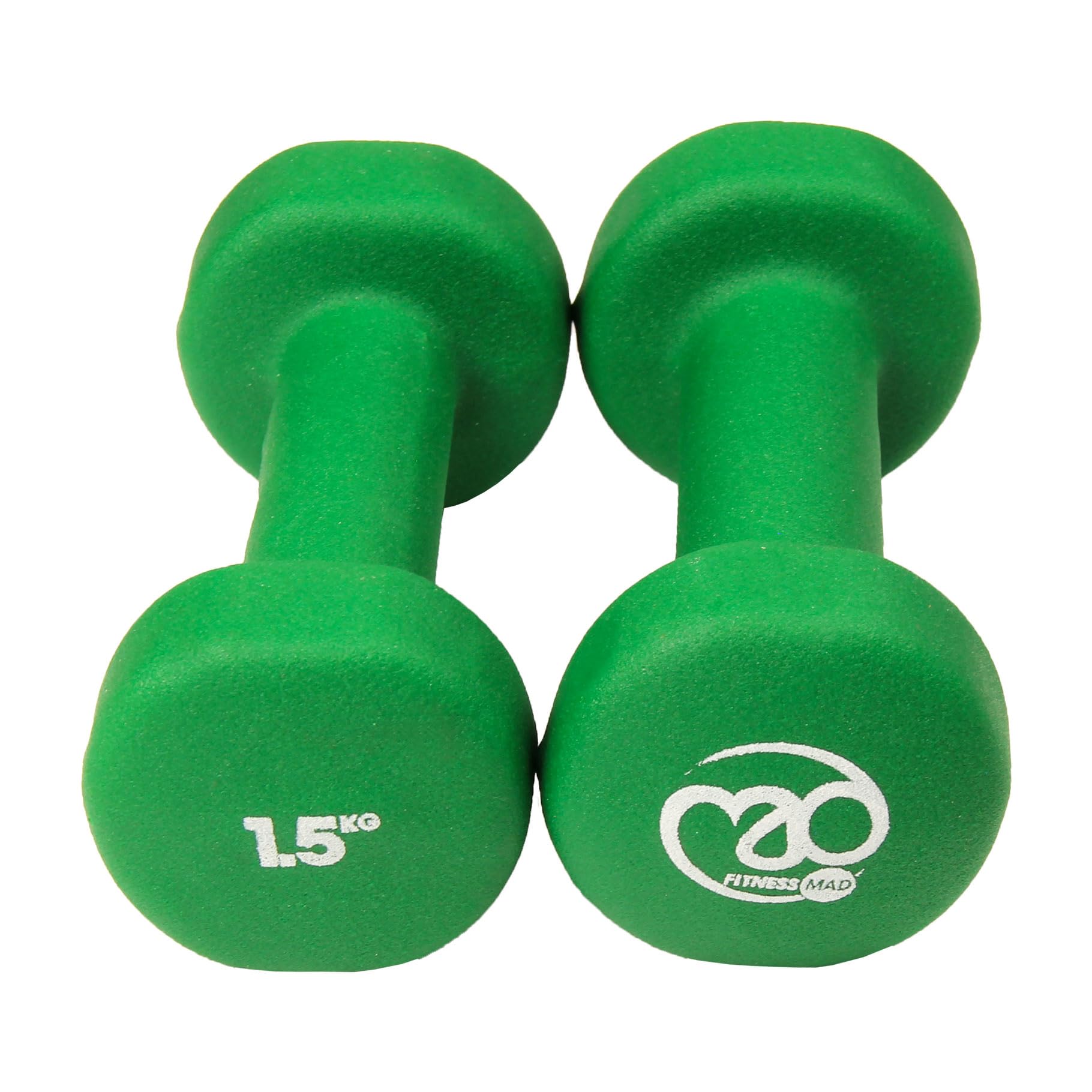 Fitness Mad Neoprene Dumbbells | Pair of Dumbbells | Home Exercise & Studio Use | Cast Iron Body with Neoprene Coating | Weights 0.5kg - 5kg, Multi Coloured & Black