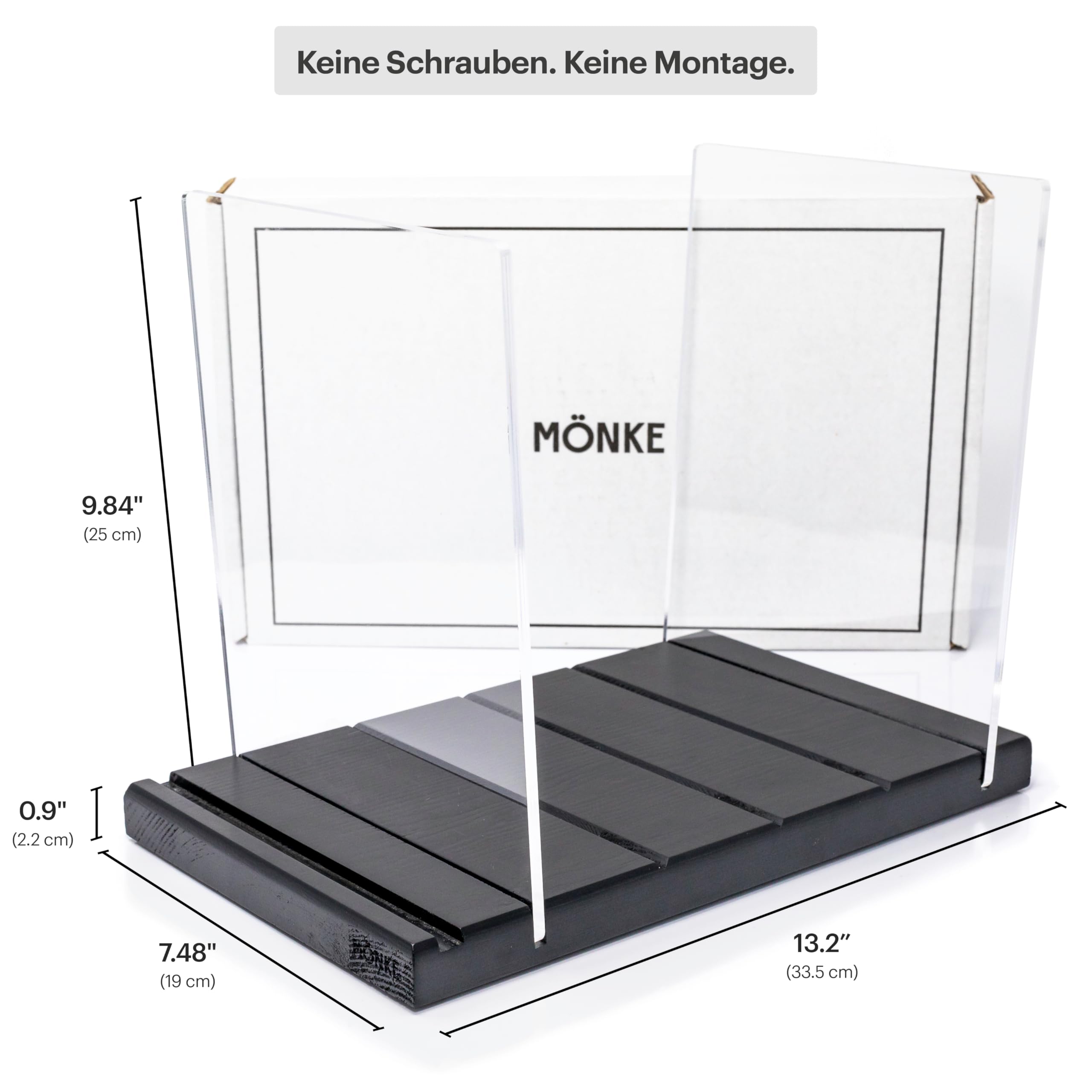 Schallplattenständer - Ein Plattenhalter im minimalistischen Design - 50 LP Kapazität - mit einer vorderen Display-Rille (Schwarz)