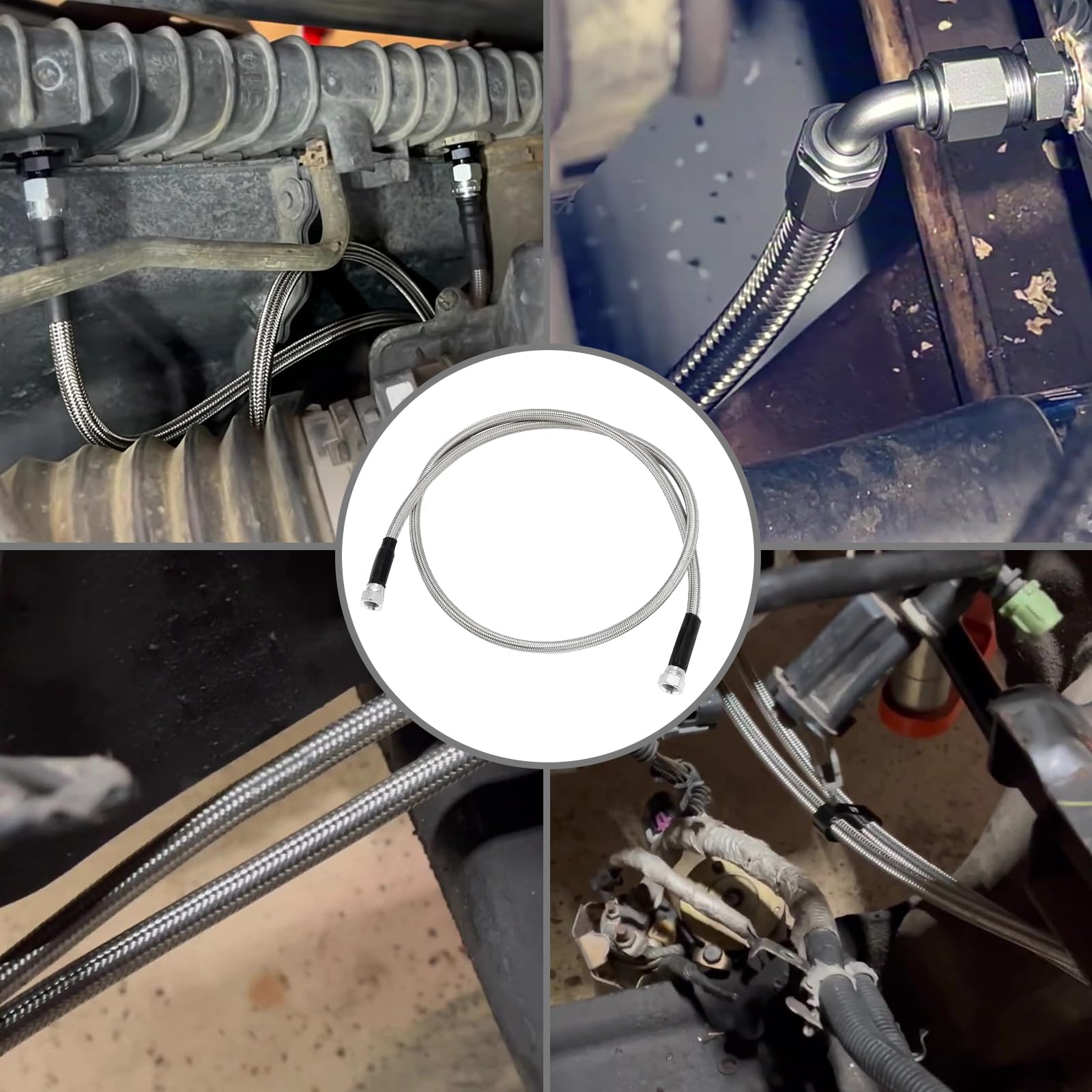 52 Zoll AN6 Getriebeölkühler Schlauchleitung Set Edelstahl Geflochten Transmission Cooler Hose Lines für TH350 TH400 700R4 4L60E 4L65E 4L80E Powerglide für Ford C4 C6 AOD