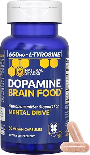 Natural Stacks suplemento de dopamina alimento para el cerebro 60 cápsulas vegetarianas apoyo para el neurotransmisor mejora la salud del cerebro