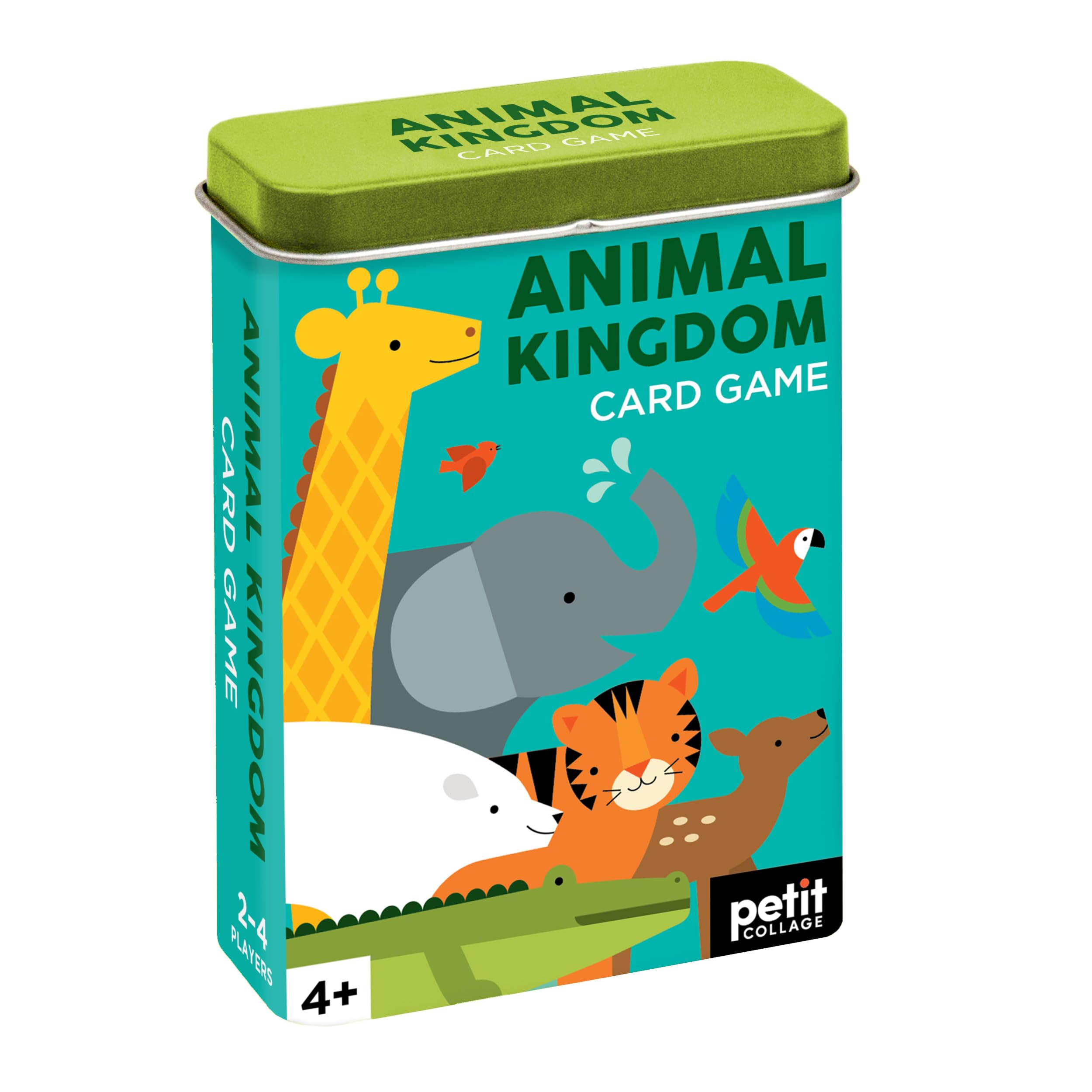 Petit Collage Kids Card Game, Animal Kingdom – Fun Card Game for Families, Ideal for 2-4 Players, Ages 4+ – Travel Game for Kids with Sturdy Storage Tin