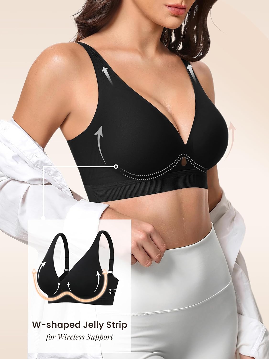Avidlove Bras for Women V Neck Wireless Comfortable Bra Supportive No Underwire Bras Tshirt Push Up Bralettes Seamless Bra - Image 5