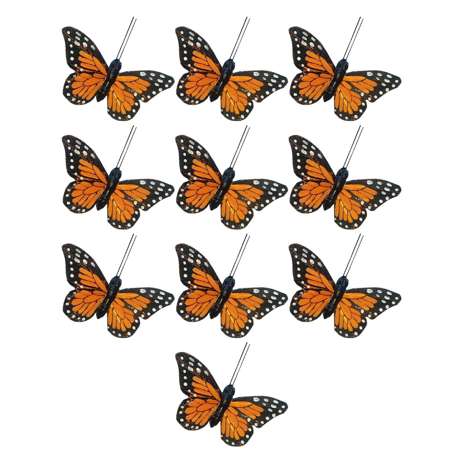 10 papillons artificiels en plumes pour décoration murale intérieure