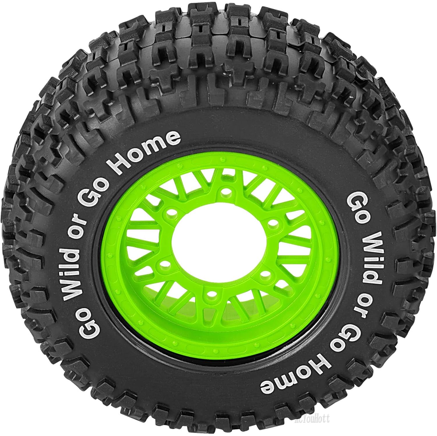 RC Wheels Tires Truck Tires 12mm/14mm/17mm Hex for 1/10 Slash 4×4 4WD 2WD/Axia1/Arrm a Senton/Redca t/Rc4w d,w/RC Wheels Hex Detachable Replace Running on Off-Road Tires,Green