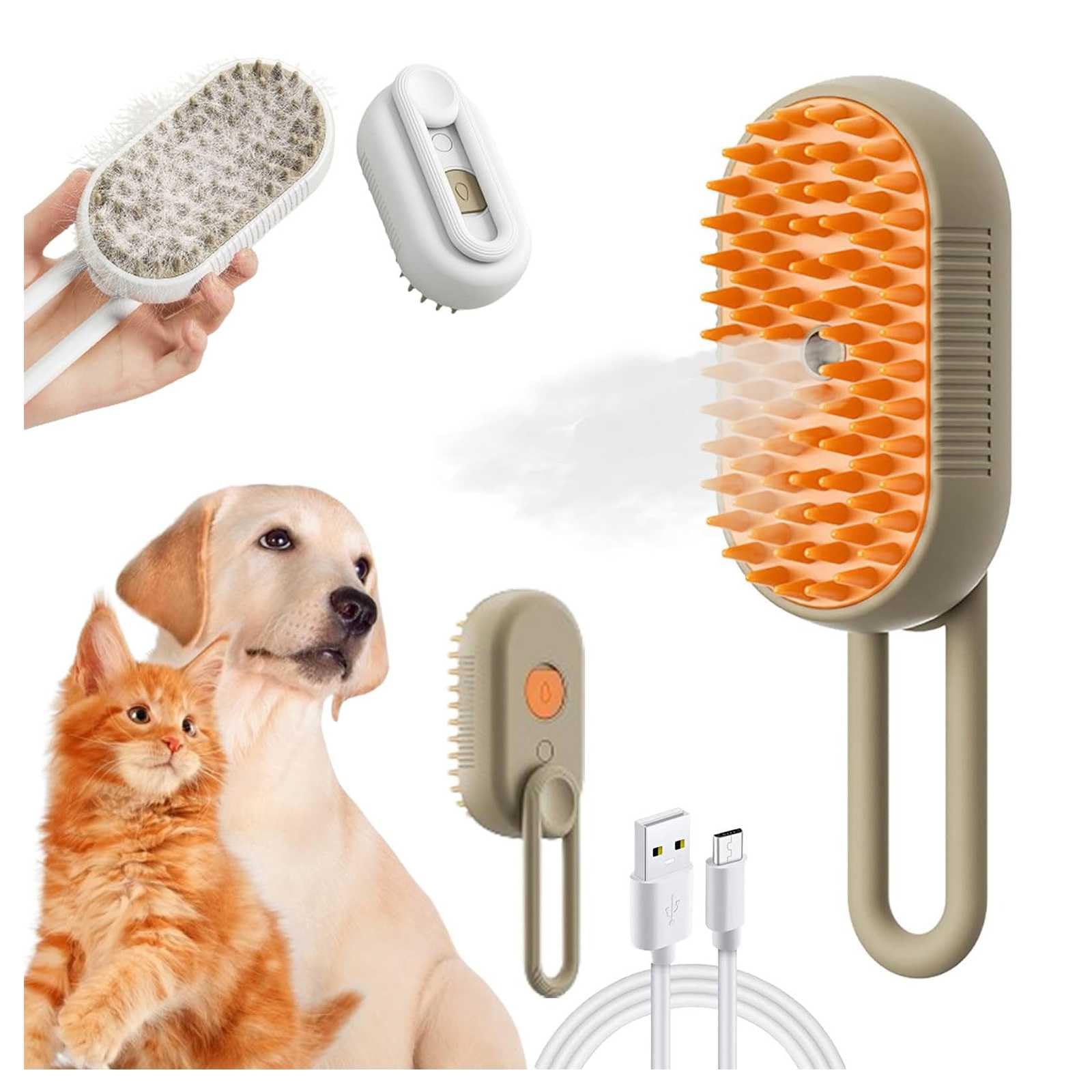 Peine 3 en 1 para gatos y perros, cepillo de vapor y agua con masaje eléctrico de aseo