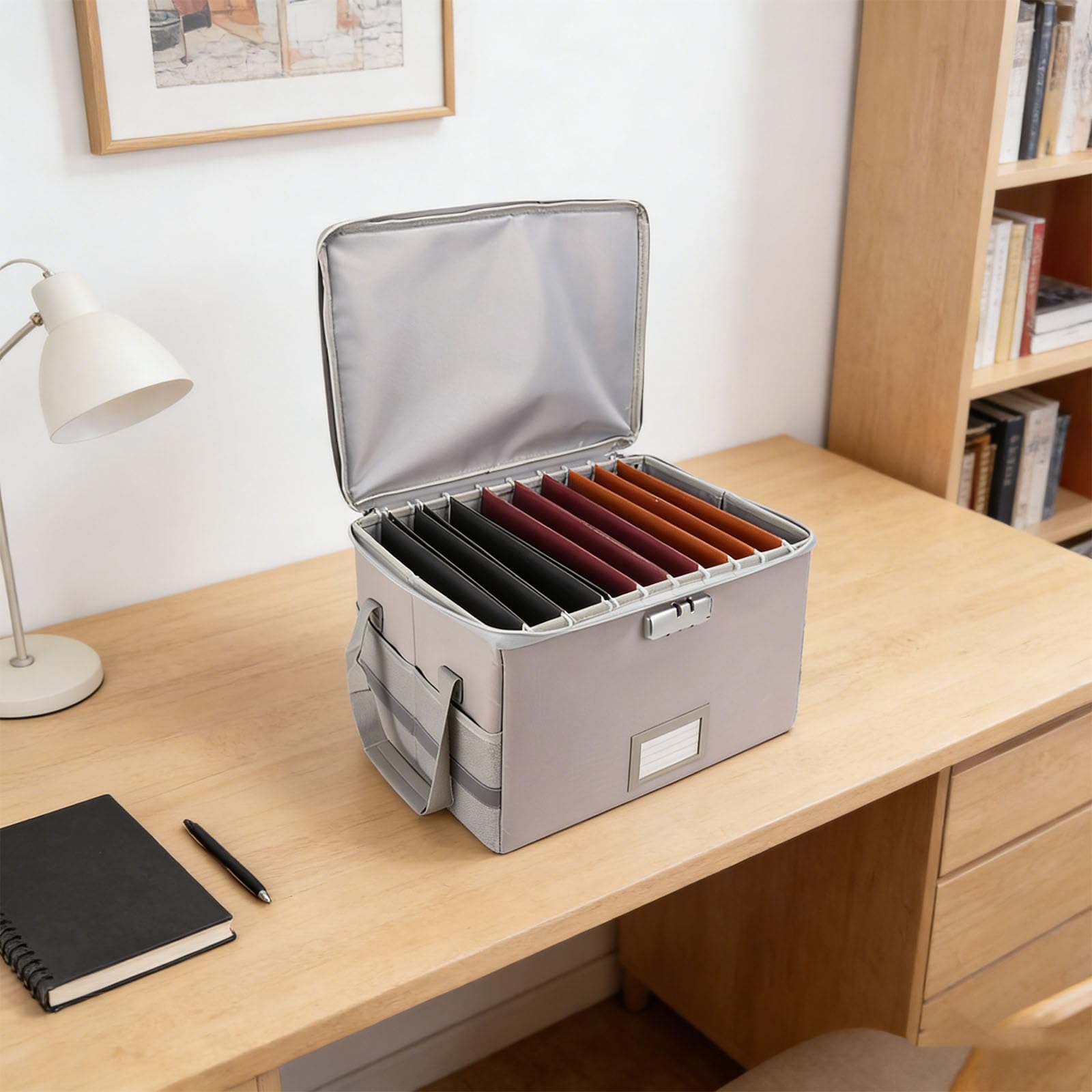 Porta documenti pieghevole con impugnatura ergonomica e grande spazio per file importanti di sicurezza in alluminio isolato