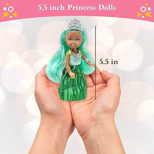 Miniatura 19 de Juego de muñecas pequeñas con muñecas de princesa para niñas – Muñecas de juguete de princesa para casa de muñecas – Muñeca pequeña mini figuras