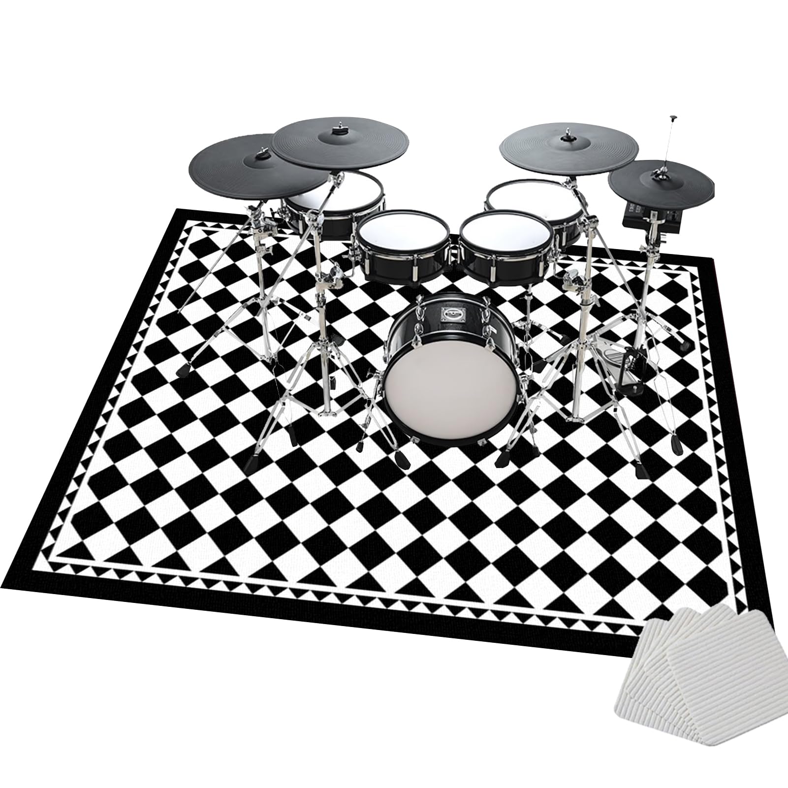 Schallschutz Teppichmatte - Drum Teppich Trommel Teppiche Drum Rug - 130 x 100 cm rutschfeste Drum Matte für Akustik Schlagzeug Drum Kits Bass Drum Elektronisch Snare Klavier Musikinstrumente Teppich