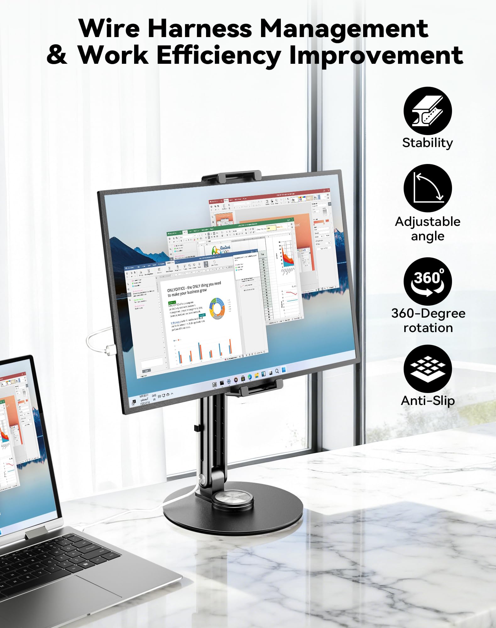 UPERFECT Portable Monitor, 15.6" 125% sRGB Ultra-Slim Laptop Display | 1080P, 2000:1 Contrast, VESA Support, Stand Included, USB-C & Mini HDMI External Screen for Laptop, Gaming & Travel thumbnail 11