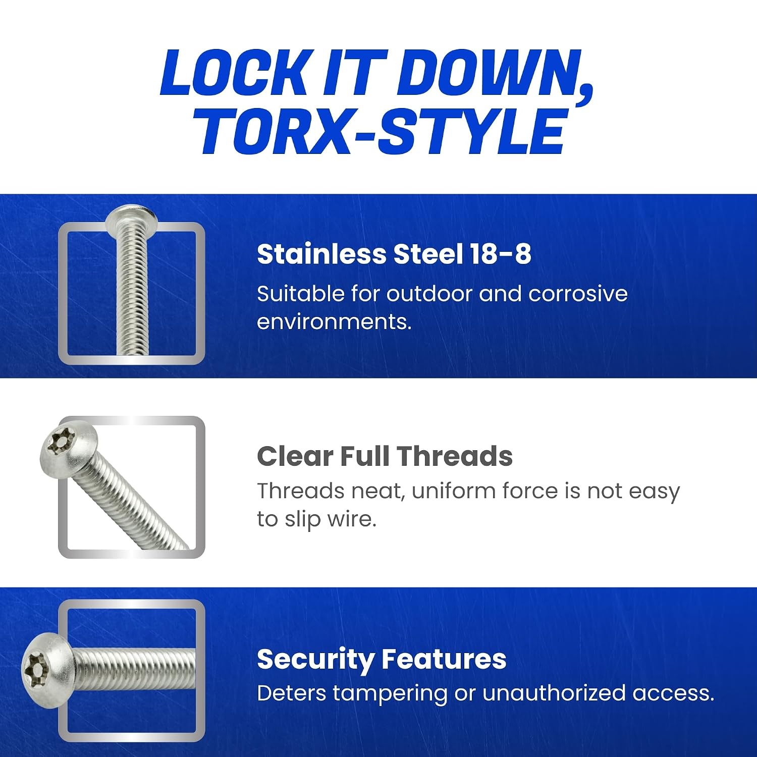 Fastenere Torx Security Machine Screws, 1/4-20 x 1 Stainless Steel, Tamper-Resistant Button Head Electrical Outlet Screws for Wall Plates, Panels, Fixtures, Covers & Metal Enclosures, (10 Pack)