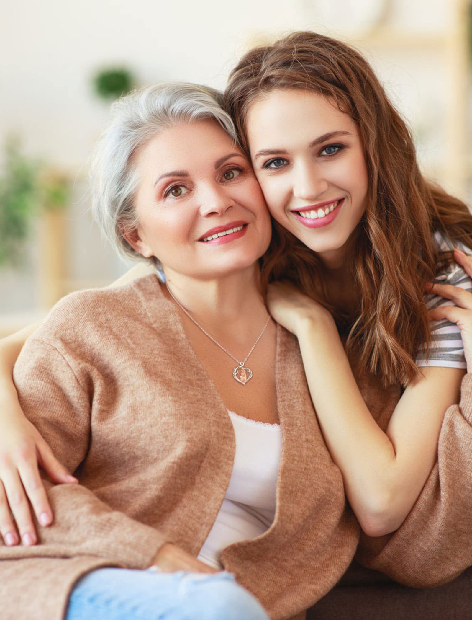 INFUSEU Regalo Mamma Collana, Mamma E Figlia Cuore Gioielli Argento 925 Ciondolo Chiama Regalo Per La Festa Della Mamma