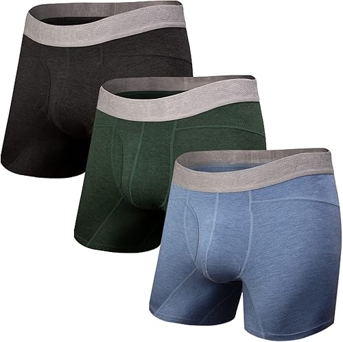 BAMBOO COOL Men's Boxer Briefs Man Boxer Comfortable Breathable Bamboo Viscose Underwear for Men 3 Pack