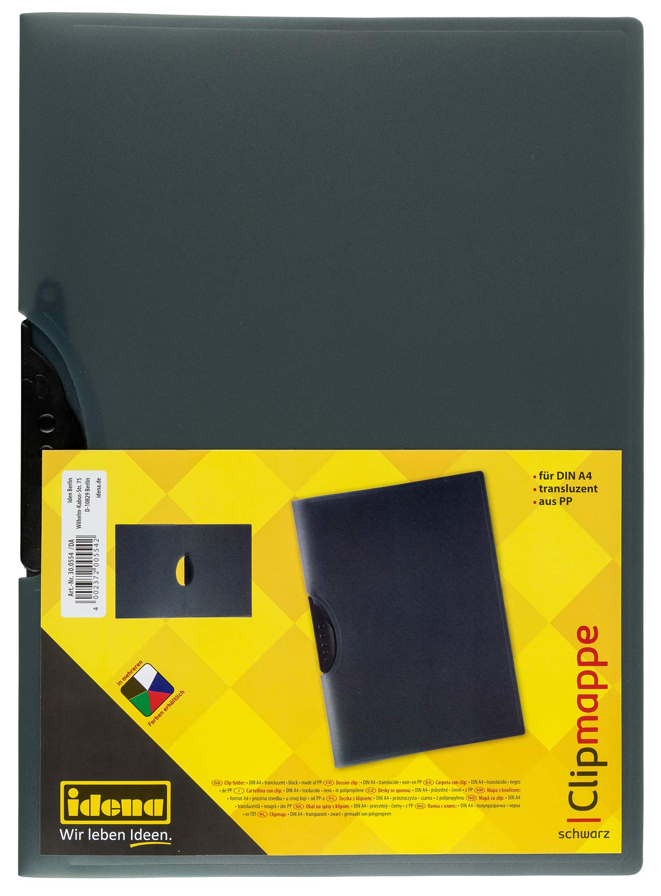 Idena A4 Clip Folder transluzent/Schwarz