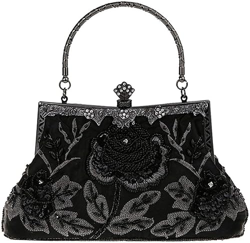 Bolso de mano para mujer, estilo vintage, con cuentas bordadas, con lentejuelas, para boda, fiesta, embrague