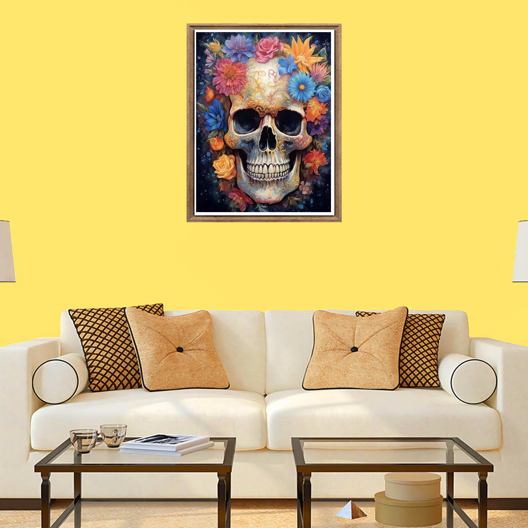 Bimkole 5d Diamond Painting Kit Completo Fai da Te Teschio Di Fiori