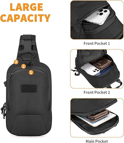 Miniatura 3 de BOMTURN Mochila pequeña para hombre bolsa táctica impermeable compacta EDC bolsas CCW bolsas de transporte oculto para exteriores, Mochilas Sling