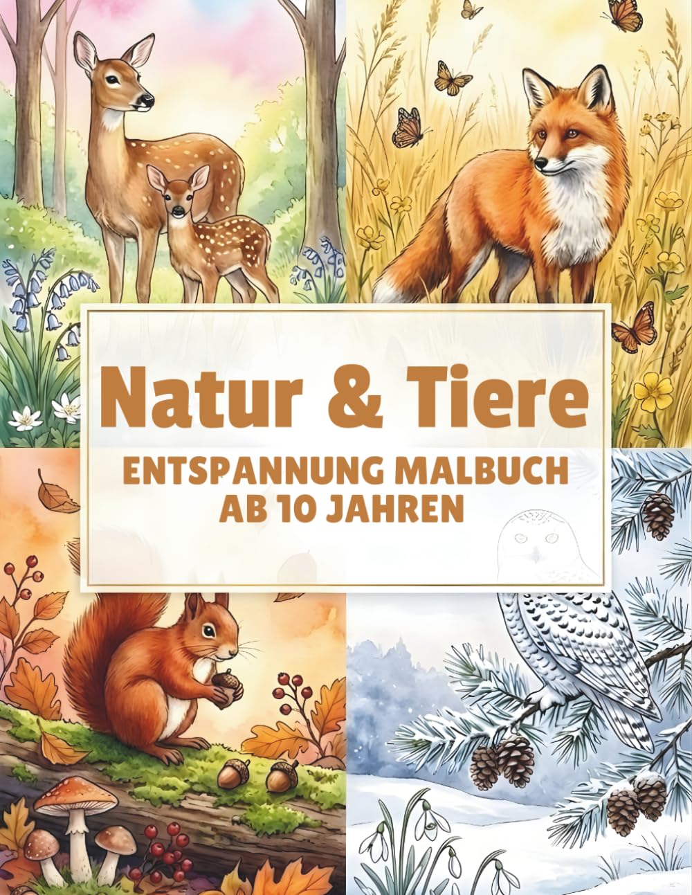 Natur & Tiere Entspannung malbuch AB 10 JAHREN: 50 detailreiche Tiermotive für Stressabbau und Kreativität.