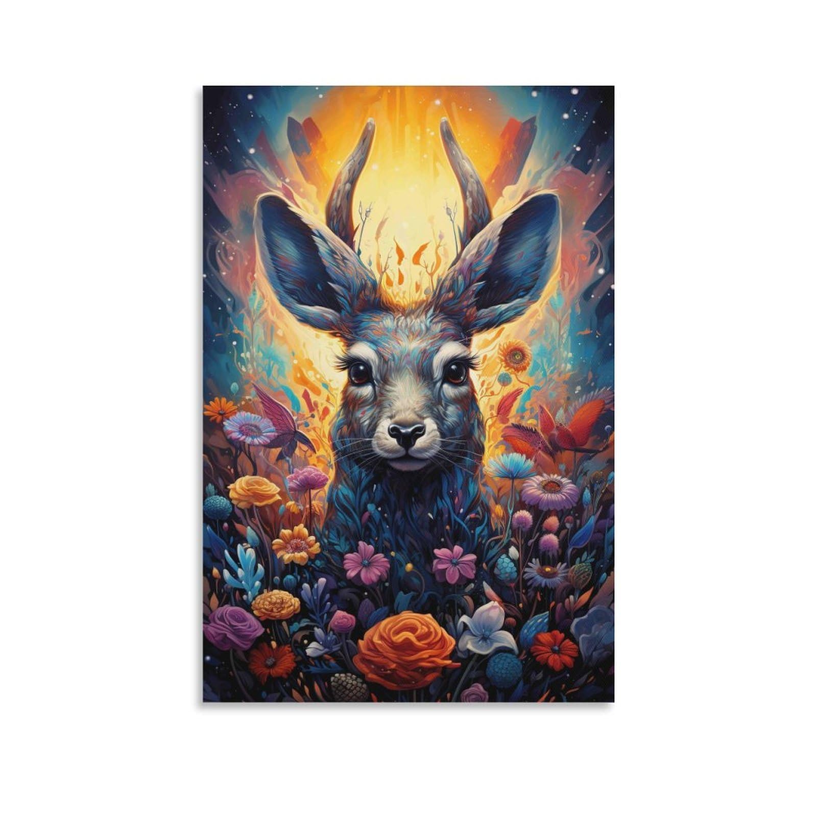 DHBANEIOK Fantasy Deer Portrait Wall Decor Poster Giclee Canvas Prints Modern Wall Art Picture Wall Hanging for Office Gym Living Room Decor 20x30inch(50x75cm)